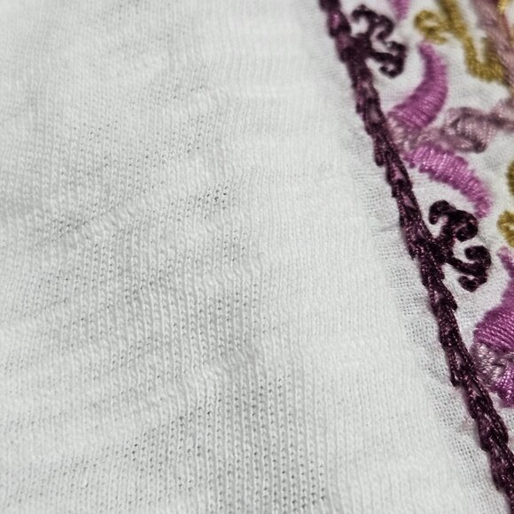 Lucky Brand Women’s Embroidered Top Ivory L Boho Chic Vintage Roadtrip Folk - Picture 12 of 16